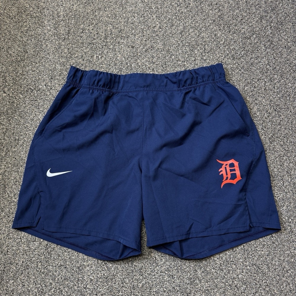 Detroit Tigers Shorts Mens XL Blue MLB Baseball Nike Dri-FIT Authentic Training